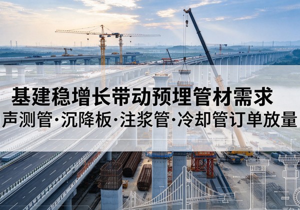 海安基建稳增长带动预埋监测管材需求，声测管、沉降板、注浆管订单持续放量